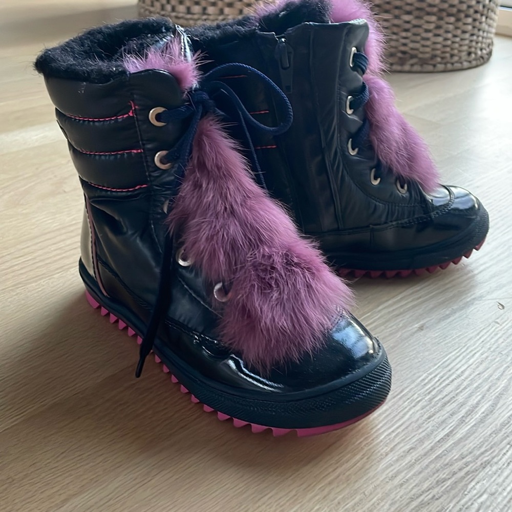 Navy, Girls Snow Boots size 32, Made in Poland